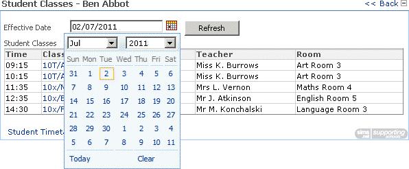 To select a date for the classes you wish to view: 1.
