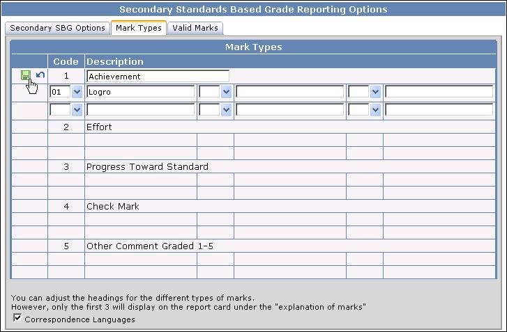 Mark Type 2 (default is Effort) is used to define a student s effort towards the grade level standards.