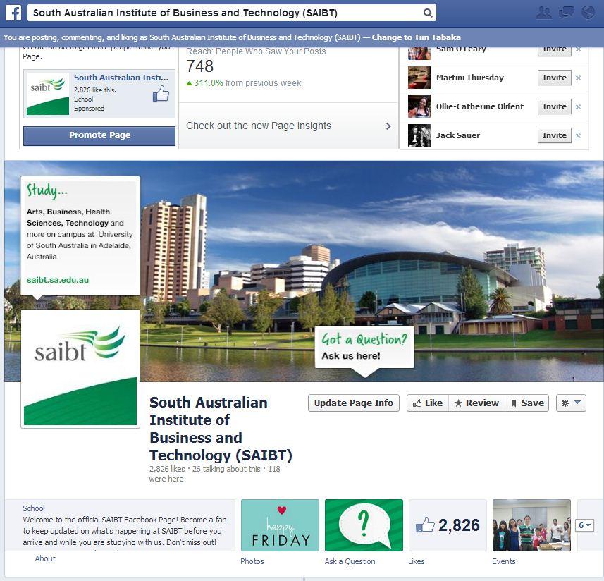 SAIBT Social Facebook Activities, student support and social events Like us