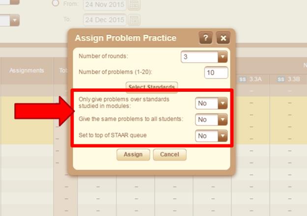 Click when you have finished selecting standards. Step 5 Customize optional assignment settings.