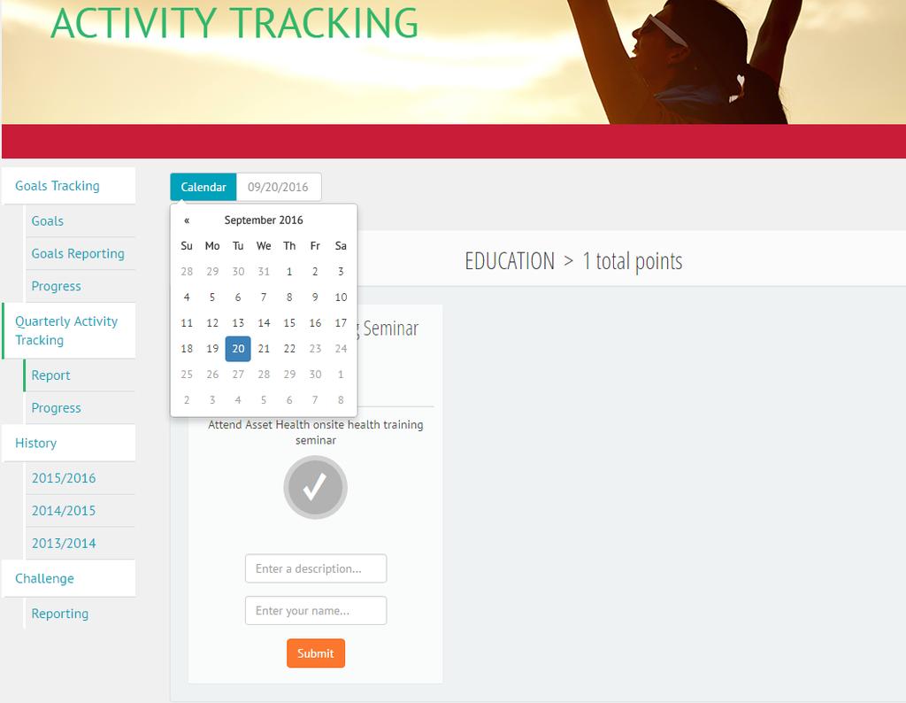 Select Quarterly Activity Tracking on the left hand side, then select Report. 2.