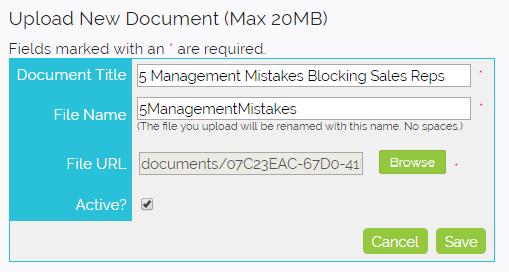 Step 11: Add a new document by: Entering the Document Title Entering a File