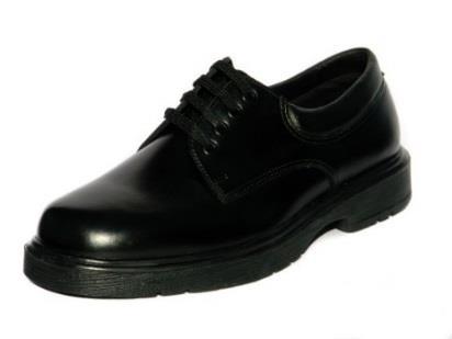 Visual clarification of shoes All shoes should be plain, black, leather with a low