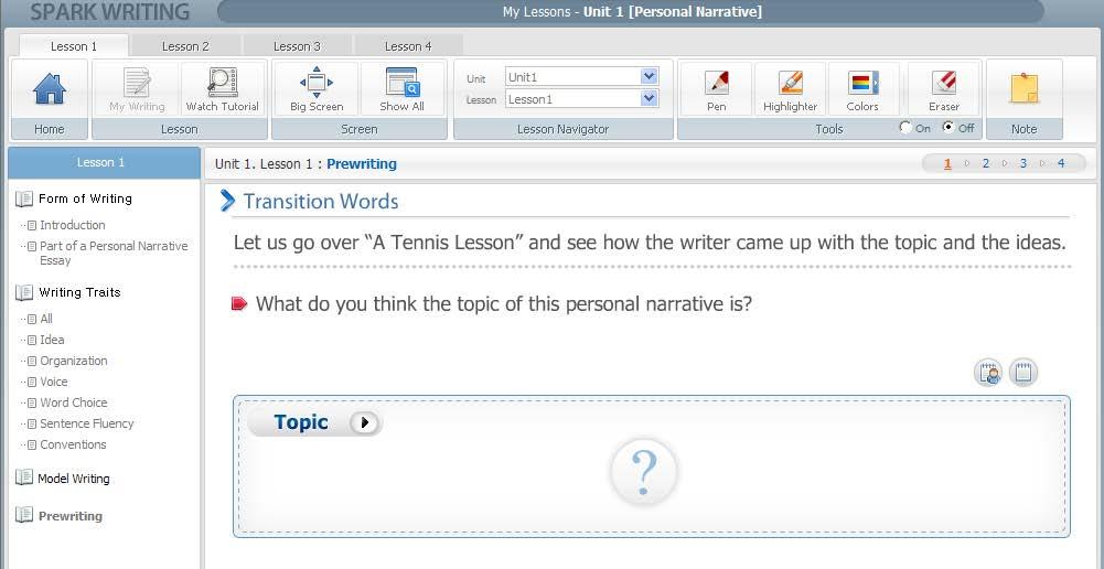Interactive Features: Lesson Prewriting For pages that have answer
