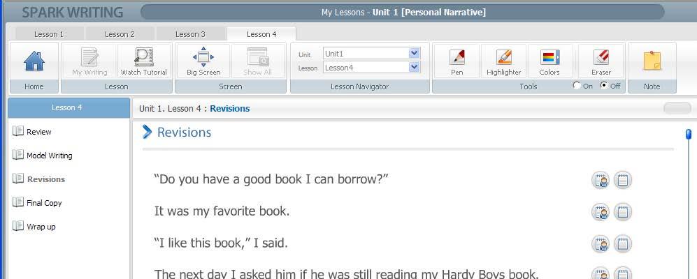 Interactive Features: Lesson 4 Revisions Make revisions to the