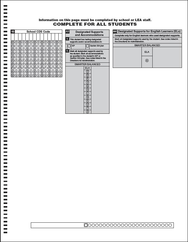 Filling Out the Back Page PART 2: General Test Administration Information 2.