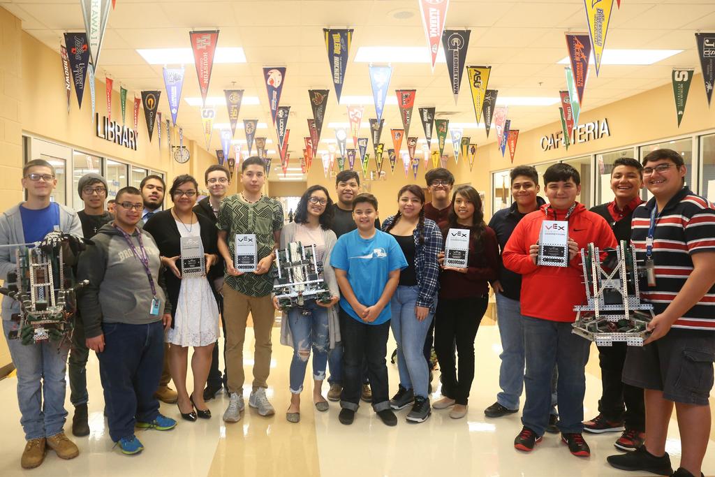 STEM ECHS DOMINATES ROBOTICS COMPETITION STEM Early College High School competed in the VEX Robotics Competition held at Pope John Paul High School in Corpus Christi, TX on Jan. 14.