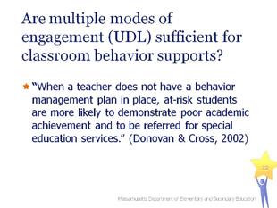 III. Positive Behavior Intervention and Supports (45 min.) Transition slide Slide 21 As you can see, applying Universal Design for Learning can make for much more engaging lesson content.