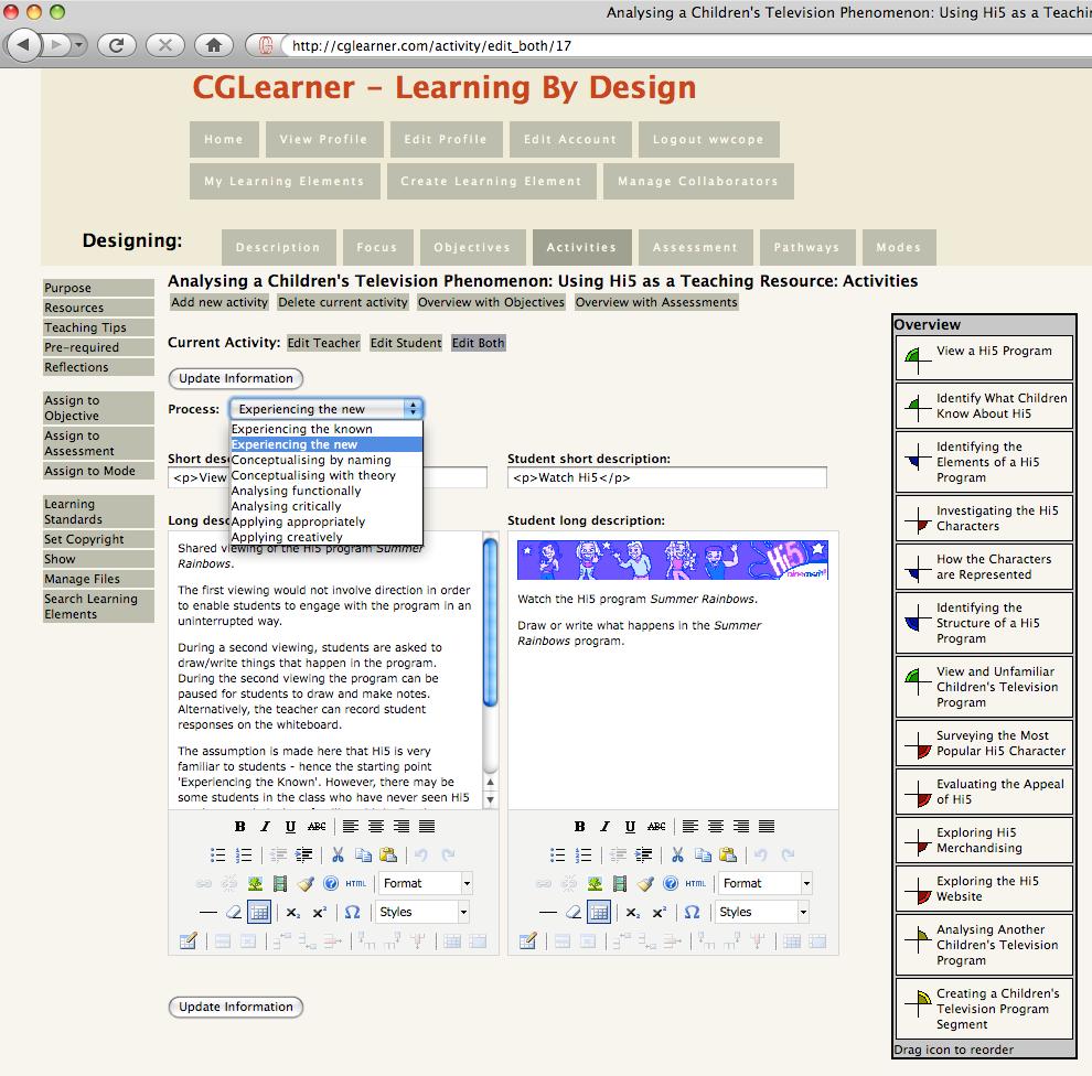 The Online Learning Element Design