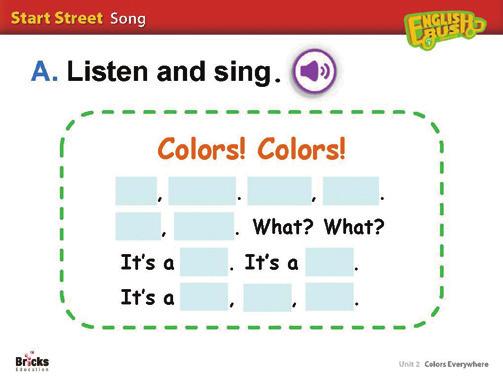 S1: The clock is green. S2: The book is green. Play Audio Track 31. Have students color the crayons and match them to the correct pictures as they listen to the audio.