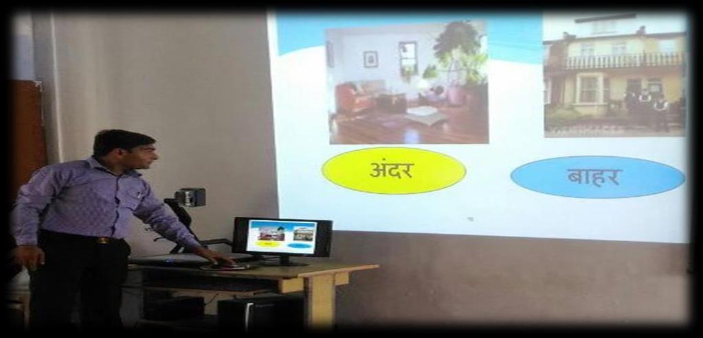 in their classes. The Projector is used to show the visuals as well as the Power Point Presentations to the students of all primary classes.