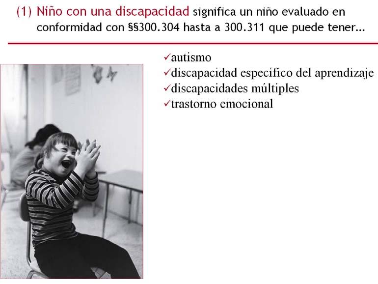 Diapositiva 19 La Definición de Niño con una Discapacidad bajo IDEA View 1 Slide loads
