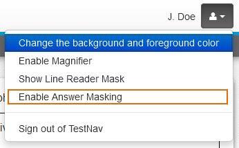 To close the line reader, students go back to the User dropdown menu and select Hide Line Reader Mask.