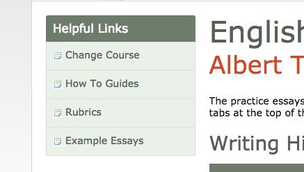 ACCESSING YOUR COURSES Navigation Tabs In addition to the Helpful Links and the Student Writing History, you can perform several other tasks from your Course Home page.