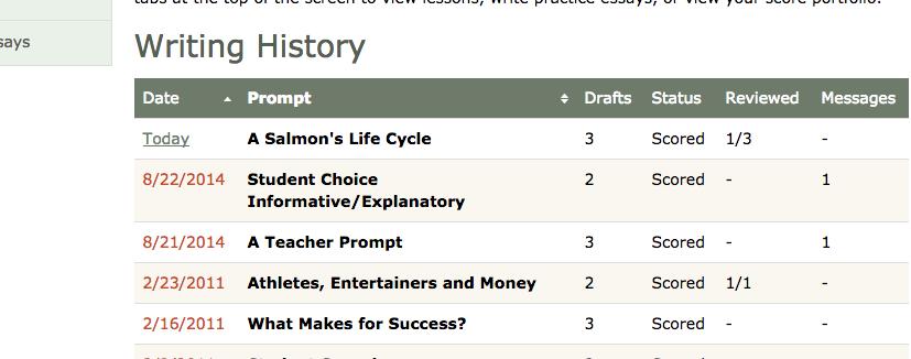 6 Peer Review in Writing History page 2. When the Score Report is displayed, find the draft version displaying the peer review icon to the right. 3.
