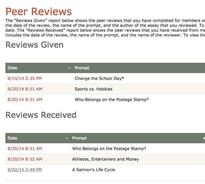 USING THE PEER REVIEW TOOL 4. Students can also access reviewer comments through the Portfolio tab.