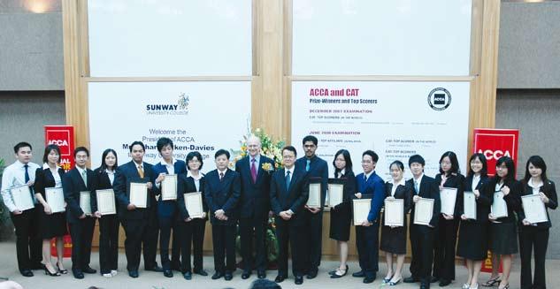 OUR AcHIEVEMENTS ACCA prize-winners and CAT top scorers of December 2007 and June 2008 examinations with Mr. Richard Aitken-Davies, President, ACCA (centre), Y. Bhg Tan Sri Dato Seri Dr.
