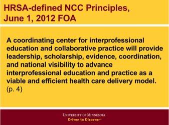NATIONAL COORDINATING CENTER FOR INTERPROFESSIONAL