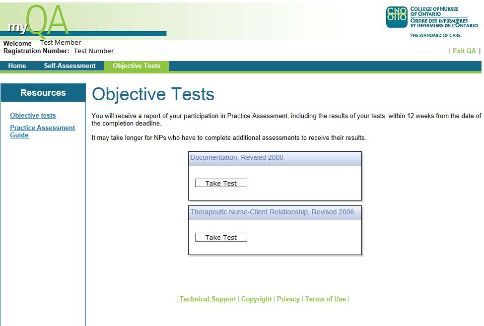 Objective Tests Click the Objective tests link in the Resources list when you are ready to start a test. Then, click the Take Test button of the specific test you wish to complete.