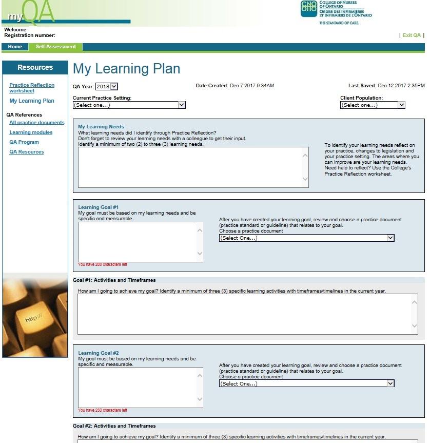 My Learning Plan You are now ready to start Step 2 of Self-Assessment. Begin by clicking the My Learning Plan link in the Resources list.