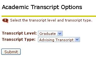 Academic Transcript 4 Select Student Records from Student & Financial Aid Menu Select Academic Transcript Select Term