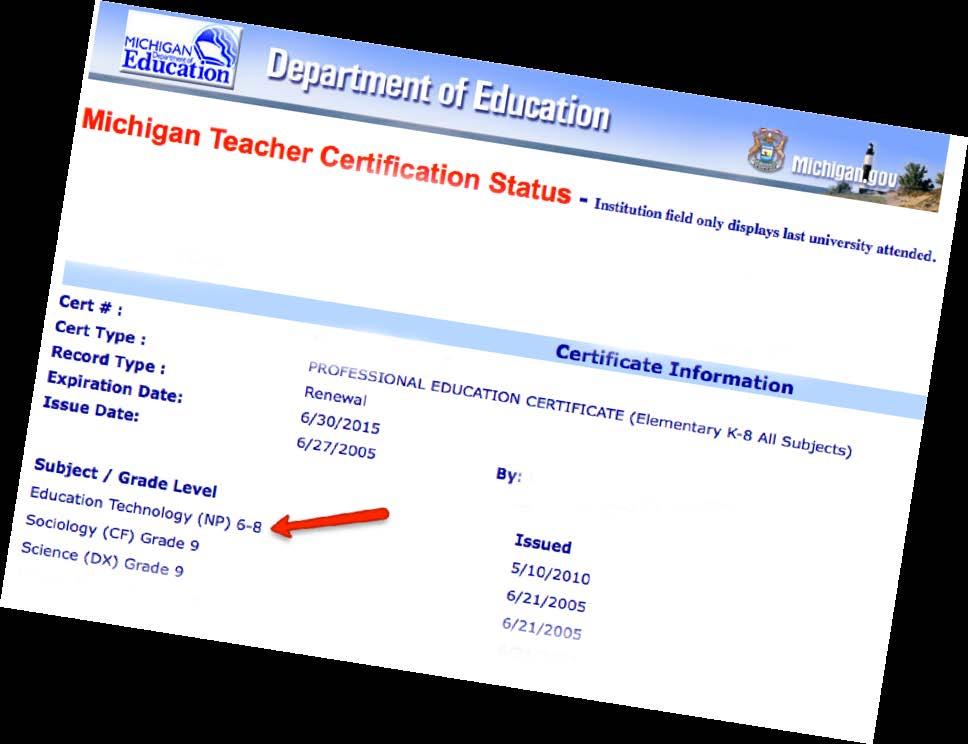 NP ENDORSEMENT For students in the State of Michigan who are K12 educators, an Educational Technology (NP) endorsement can be added to either an elementary or secondary certificate by completing the