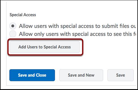 Add Users Button Click the Add Users to Special