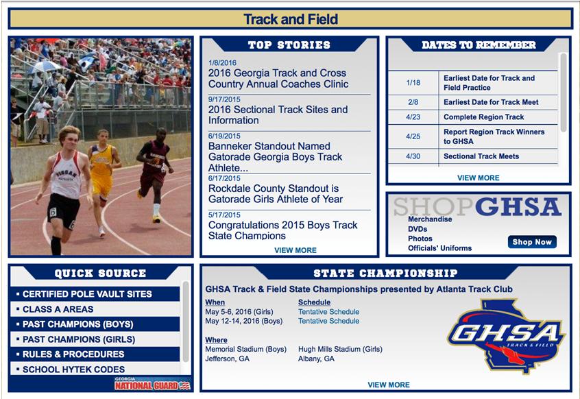Georgia High School Association 2016 Track and Field RULES CLINIC Be sure to frequently visit the GHSA Track & Field webpage for updates, important announcements and late breaking news!