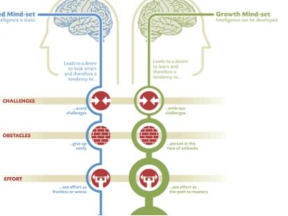 With a fixed mindset intelligence is static and it leads to a desire to look smart. On the other hand, with a growth mindset intelligence can be developed and leads to a desire to learn.