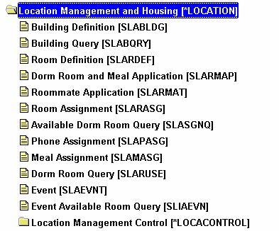 Location Management and Housing Menu Banner module purpose The Location Management and Housing module allows for the definition of the institution s buildings and room facilities.