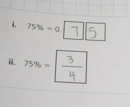 KPI: Fractions (including decimals) solve problems which require knowing percentage and decimal equivalents of 1/2, 1/4, 1/5, 2/5, 4/5, and