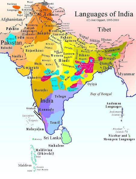 Languages in the Indian subcontinent 30 Indian languages spoken by >1M native