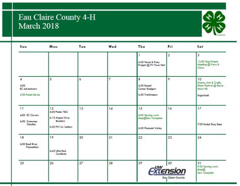Office 30-May 4: After School Robotics Club May 1-LAST DAY TO MAKE PROJECT CHANGES ON 4-H ONLINE 2-Fair Entry forms will be printed and available for pickup after 2:00 PM 29-June 2: Youth Tractor
