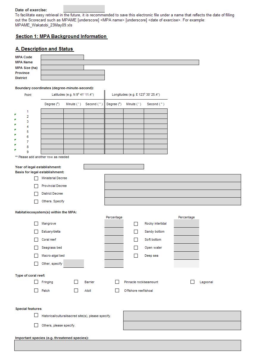 3.2.2 MPA Description and Status After opening the file, at the first page of eworksheet you will see an outline