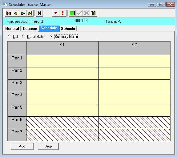Schedule page The Schedule page contains the view of the teacher s schedule once the teacher is assigned to classes.