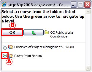 6) A) Click on the radio button next to the equivalent course from the course list In this example, we