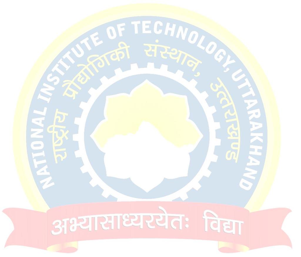 NATIONAL INSTITUTE OF TECHNOLOGY, UTTARAKHAND Temporary Campus Govt. ITI, Srinagar (Garhwal), Uttarakhand [Advt.No.