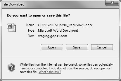 Downloading Files If you are using Internet Explorer: Click Save to save the file to a location on your computer.