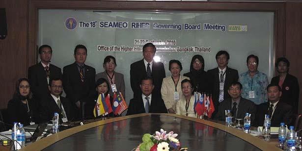 The representatives from the Office of Higher Education Commission, Thailand, participated in the 18 th SEAMEO RIHED Governing Board Meeting, as observers. Dr.