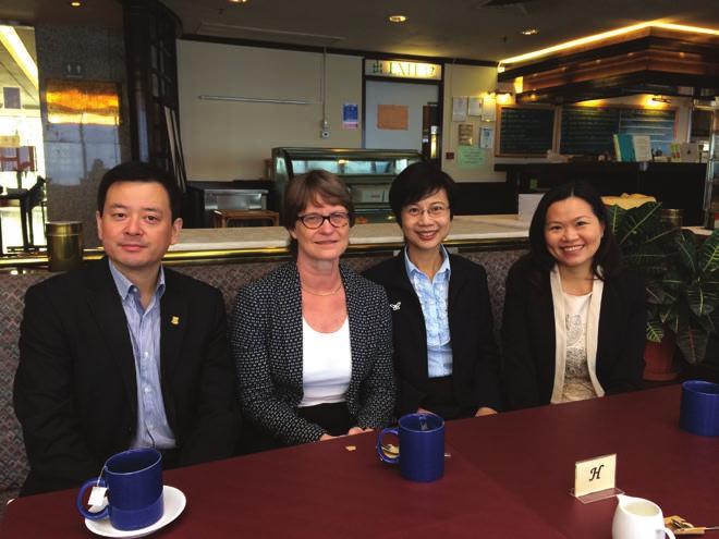 (From left) Professor Gibson, Dr Su Meini, Dr Huang Xin and Professor Ben Young (Dr Su s supervisor and Associate Dean, Graduate School,
