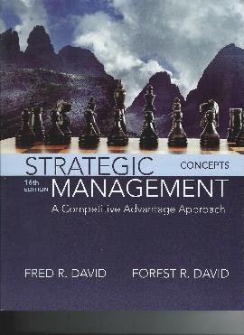 2 REQUIRED TEXT: Teaching Materials: Strategic Management: A Competitive Advantage Approach, 16 th ed., David & David, ISBN: 978-0-13-416784-8, Pearson Publishing.