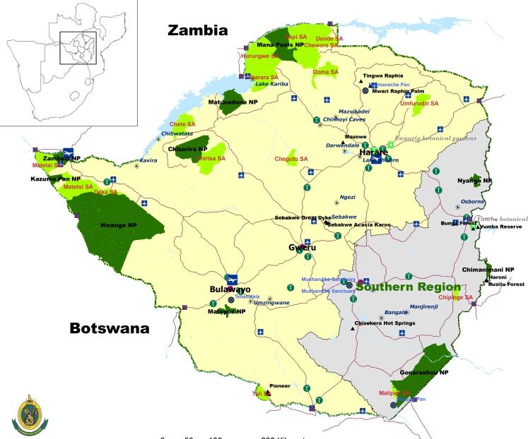 SOUTHERN REGION Major Towns Masvingo, Mutare, Nyanga, Chimanimani, Chiredzi Access Masvingo Airport, Buffalo Range, Parks Airstips