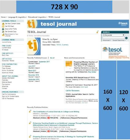 TESOL Journal / Electronic Advertising EDITORIAL PROFILE TESOL Journal is a refereed, practitioner-oriented quarterly electronic journal based on current theory and research in the field of TESOL.