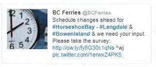 Community members also used Facebook to provide comments to BC Ferries