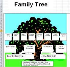 Figure 5a and 26b Genealogic timeline and family tree both created with spreadsheet program When students finish, ask them what digital tools were used today (Hint: software, internet, online tools).
