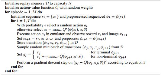 Fig. 6. Deep Q Learning Algorithm A policy network is a network of convolutional networks that implement our player.