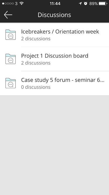 Discussion boards Staff and students can participate in discussion boards, via both the Instructor and student