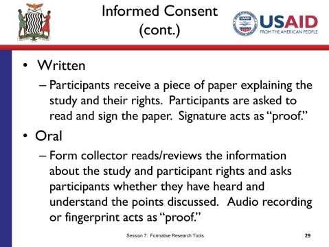 SLIDE 7.29 TIME: 2 minutes Informed consent can be written or oral.