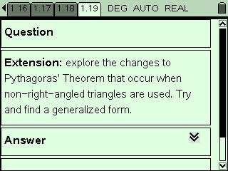 Extension: A suitably challenging extension for this activity would be to encourage students to attempt to generalize Pythagoras Theorem in the same way that we have here