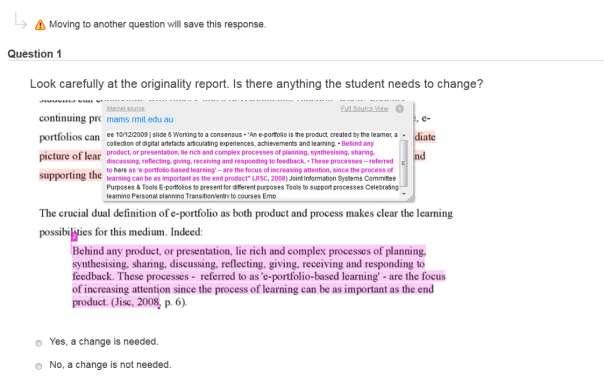 Figure 7: Using Turnitin for accurate